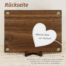 Geldgeschenk Hochzeit Weltkarte Holz mit Karte & Ständer