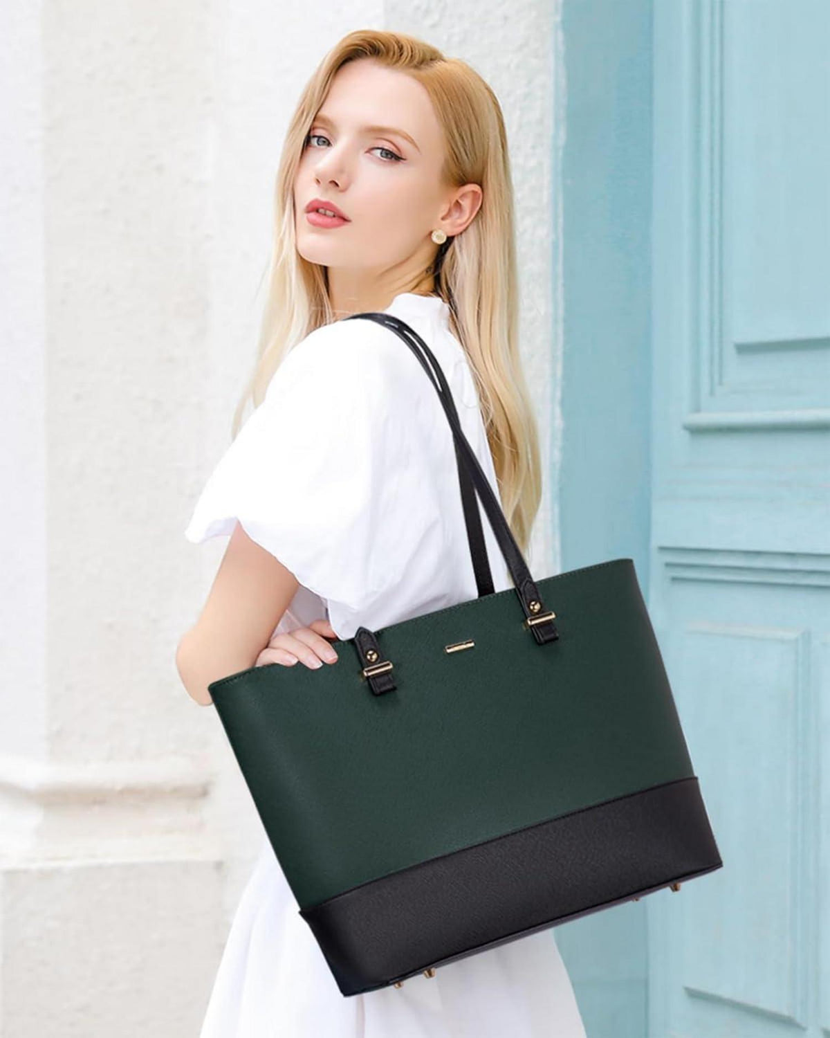 Große LOVEVOOK Damen Handtasche Schultertasche Set aus Leder