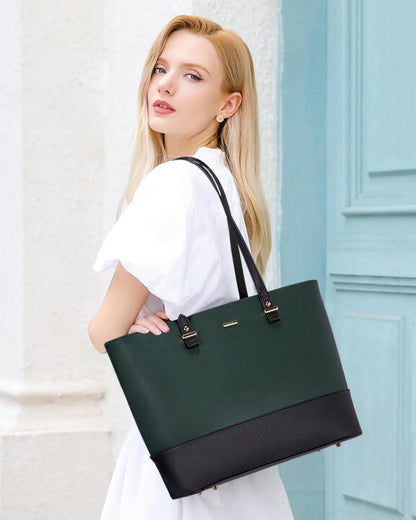 Große LOVEVOOK Damen Handtasche Schultertasche Set aus Leder