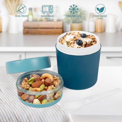 ERBO Müslibecher to go 650ml mit Löffel und Deckel - Auslaufsicherer Porridge Becher