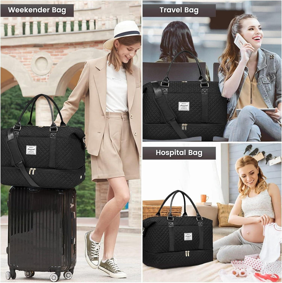 Reisetasche Sporttasche Damen Groß Weekender Handgepäck mit Schuhfach