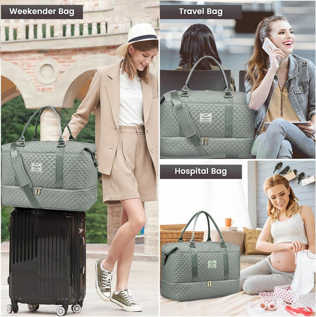 Sporttasche Damen Groß Weekender Reisetasche mit Schuhfach Wasserdicht