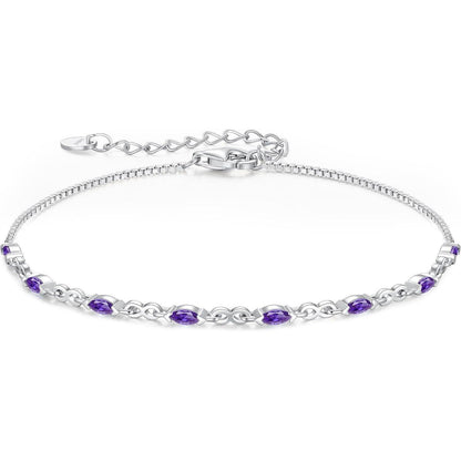 925 Sterling Silber Armband Damen mit Zirkonia Geburtsstein, Verstellbar