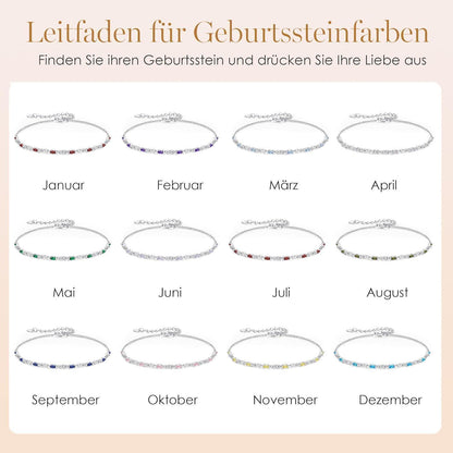 Armband Damen Silber 925 mit Zirkonia Geburtsstein verstellbar