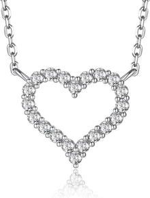 Herzkette mit Moissanit Diamant Anhänger Initialen Halskette für