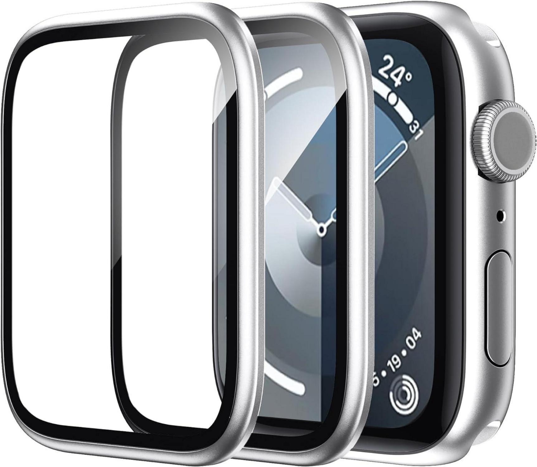 Displayschutzfolie für Apple Watch Series 9/8/7 45mm, 2er Pack Silber