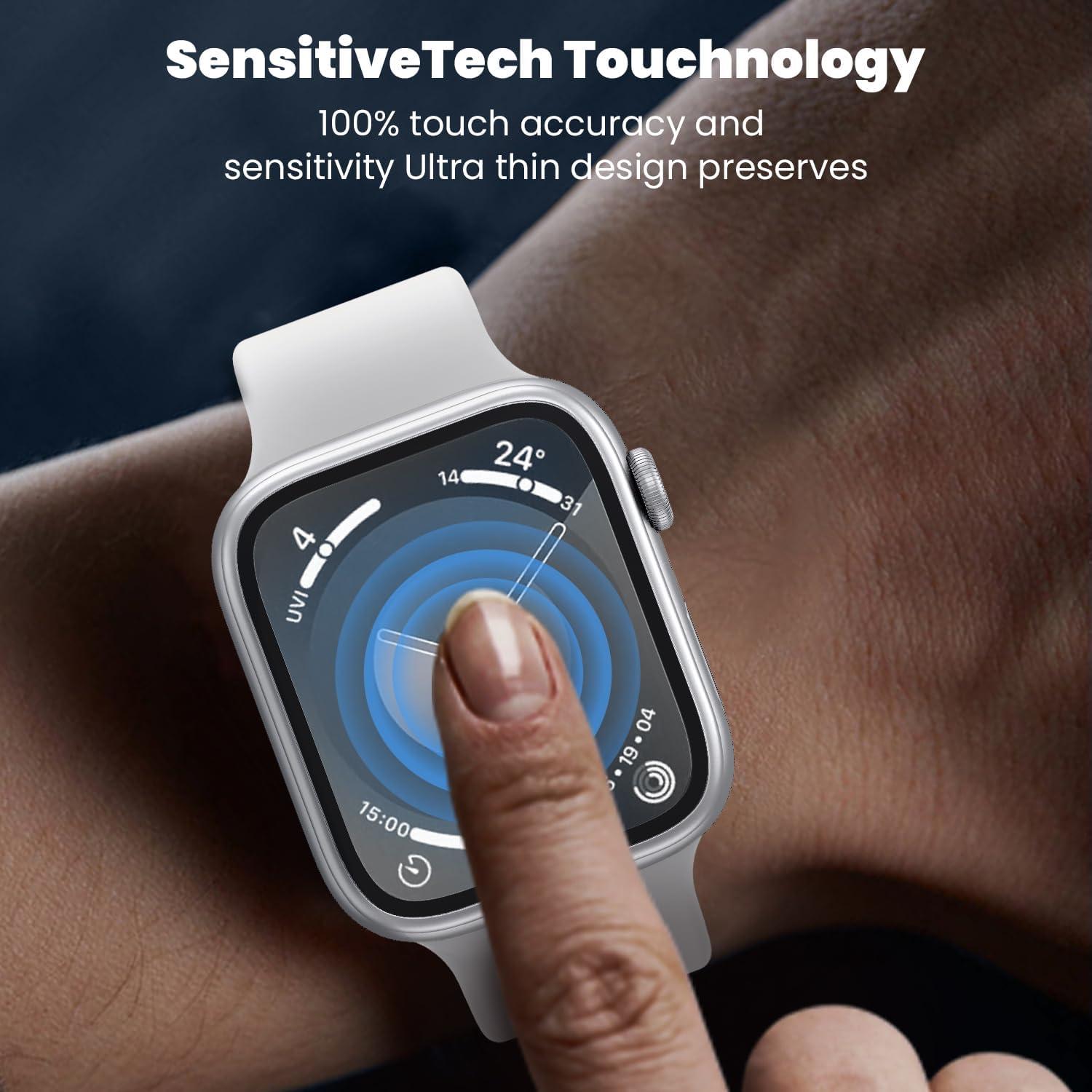 Displayschutzfolie für Apple Watch Series 9/8/7 45mm, 2er Pack Silber