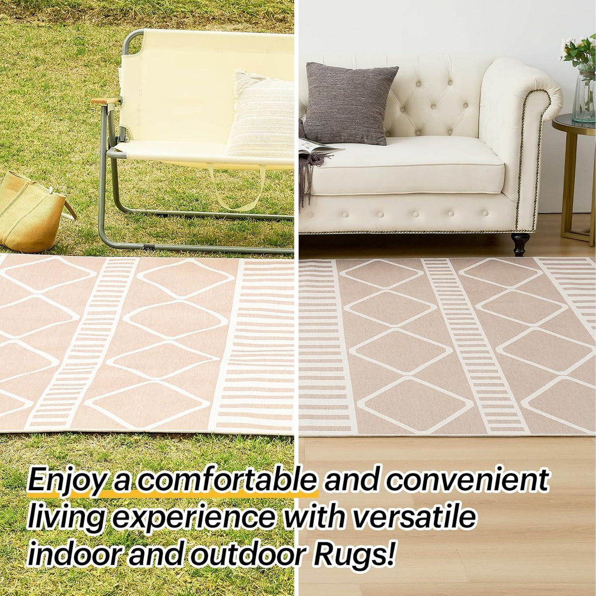 Outdoor Teppich Beige Modern 150x240CM - Wetterfest & Weich