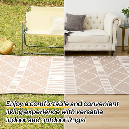 Outdoor Teppich Beige Modern 150x240CM - Wetterfest & Weich