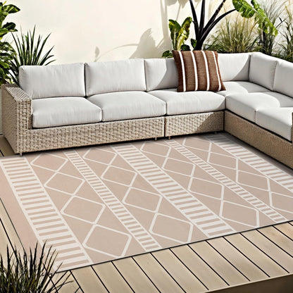 Teppich für Innen- & Außenbereich Beige Moderne 150x240CM Wetterfest Rug