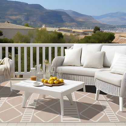 Teppich 150x240cm Beige Modern In-& Outdoor Wetterfest Rutschfest