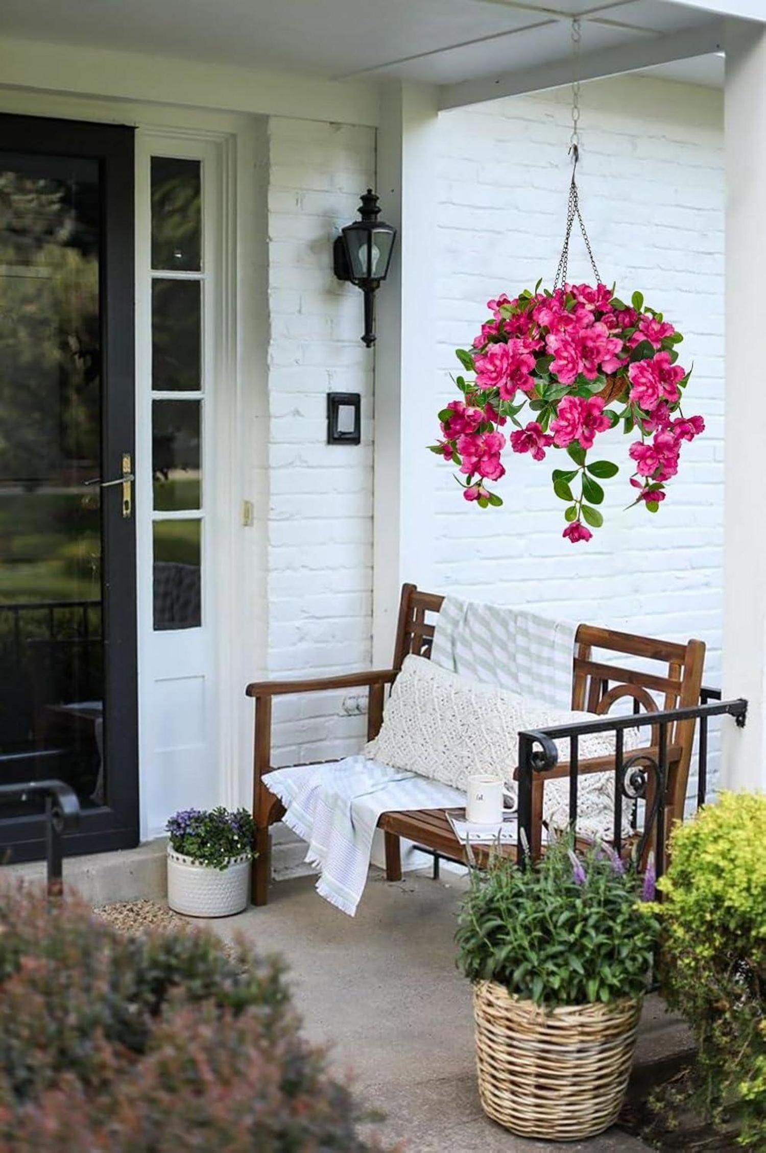 Kunstblumen Künstliche Hängegeranie Rhododendron 70 cm Rosa