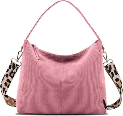 Cordtasche Handtasche Umhängetasche Reißverschluss Rosa