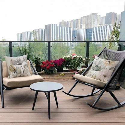 Blumen Kissenbezug 50x50 - 4er Set Leinen Outdoor Deko