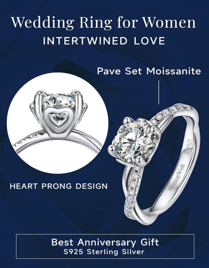 Moissanit Verlobungsring 1 Karat Damen Silber 925 Geschenk für sie
