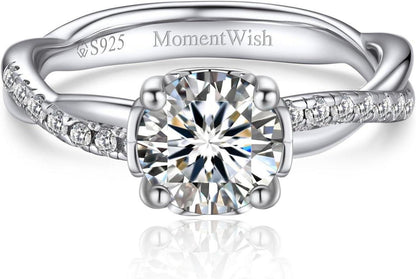 Moissanite Verlobungsring 1 Karat Damen Silber 925 Twisted Rebe