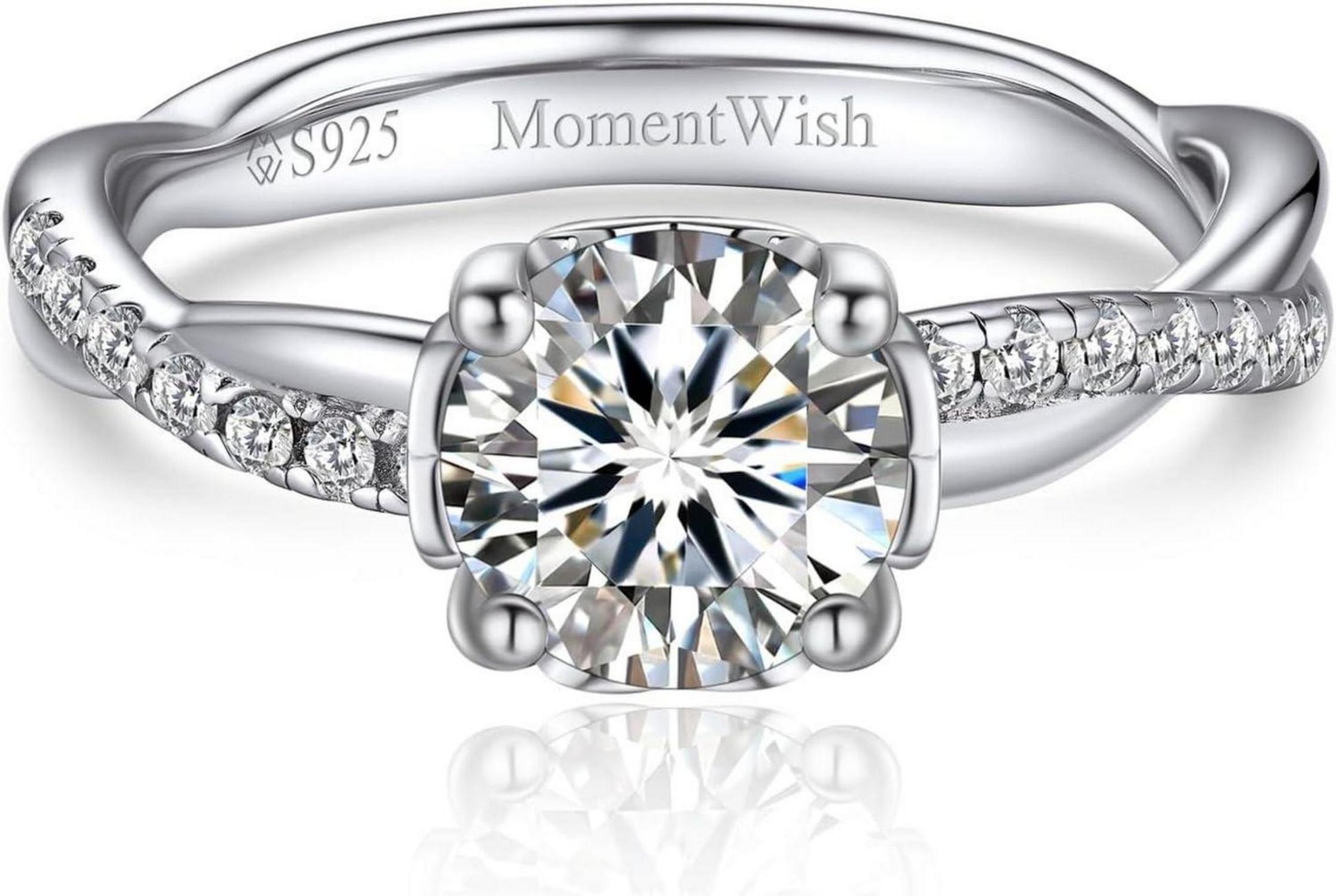 Verlobungsring Damen 1 Karat Moissanite Silber 925 Geschenk