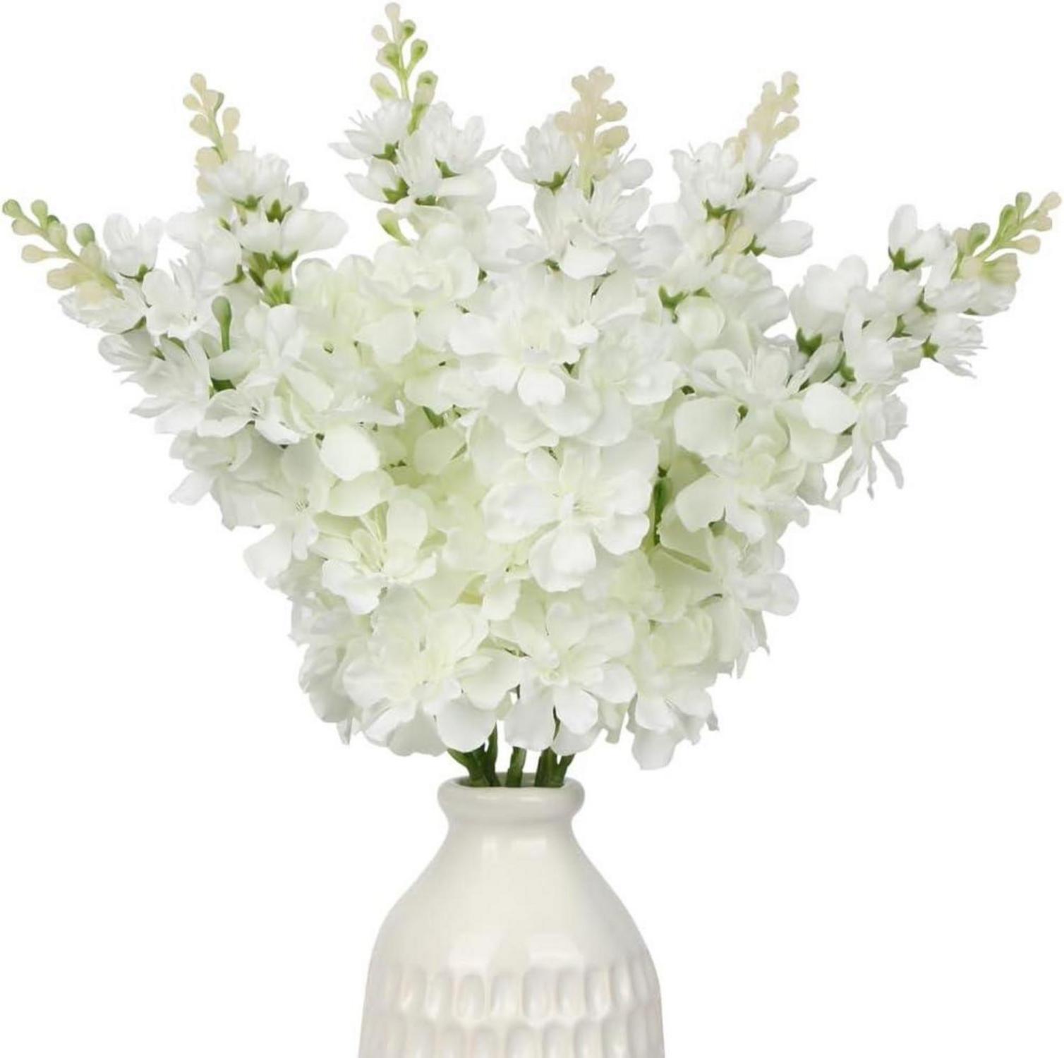 Künstliche Rittersporn Delphinium Weiße Kunstblumen 6er-Set