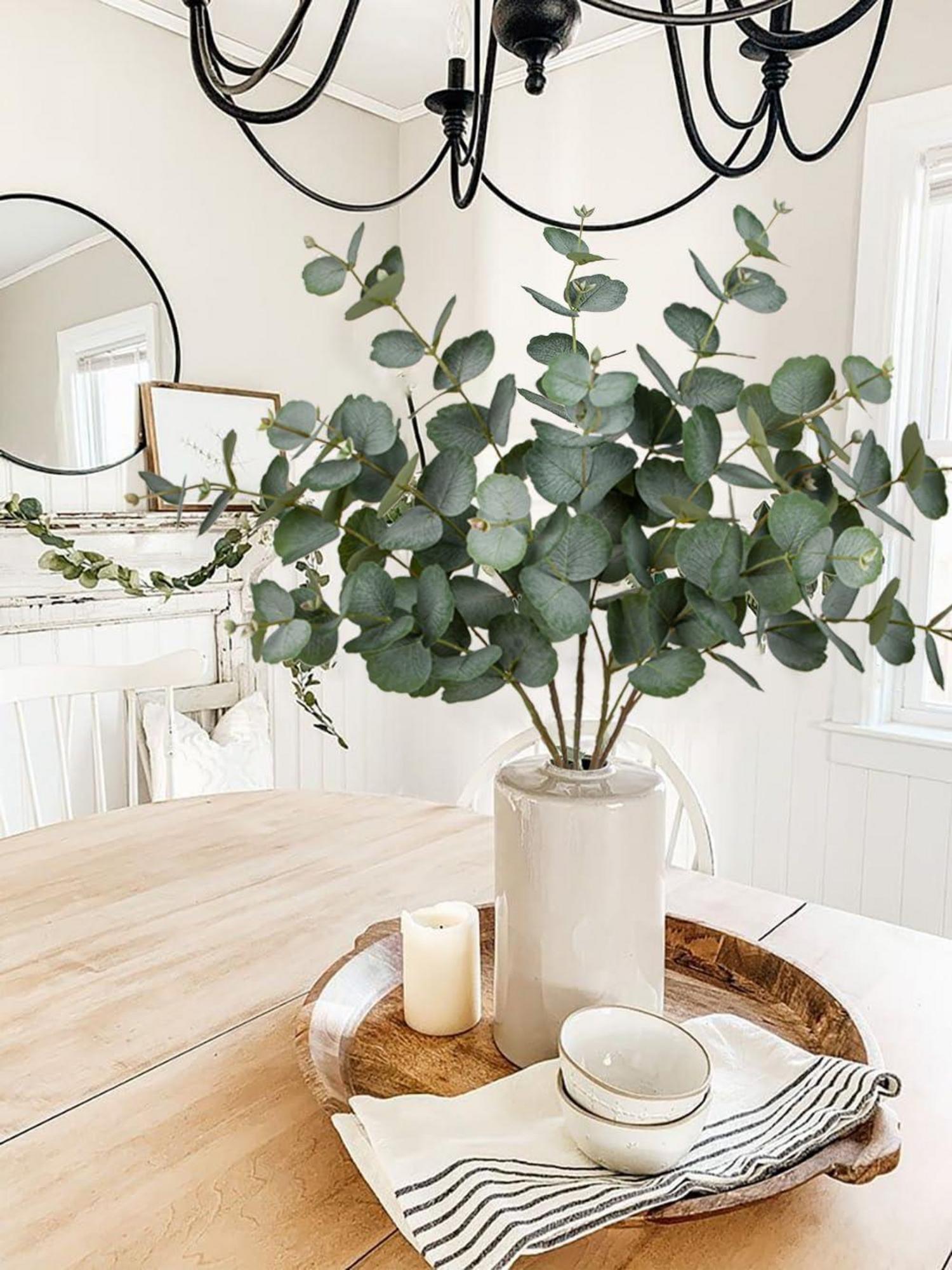 Künstliche Eukalyptus Dekozweige 5er Set grün | Kunstpflanze Hochzeit Tischdeko Home Deko