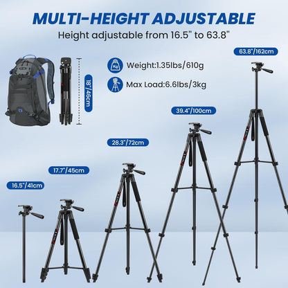 Victiv 162cm Aluminium Stativ mit Fernauslöser für iPhone