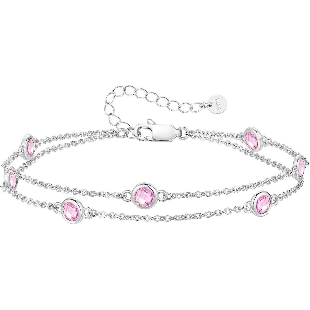 Silber Armband Damen 925 Sterling Silber Zirkonia Verstellbar