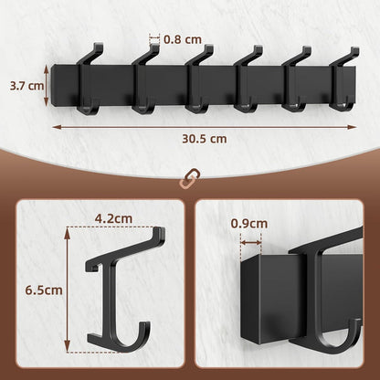 Pickpiff Garderobenhaken Kleiderhaken Wand Leiste - Schwarz Aluminium 2er Set