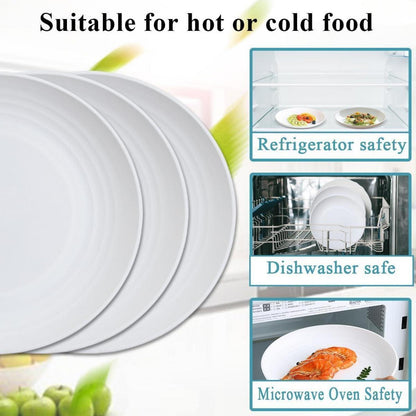 Weiß Plastik Teller Set 12-teilig 23cm, unzerbrechlich für