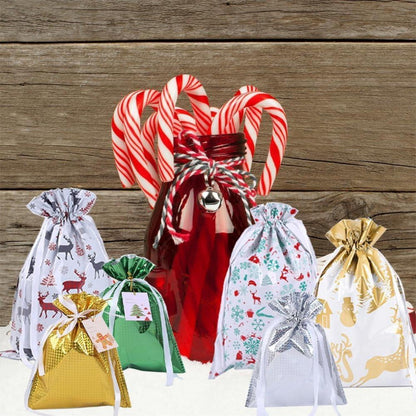 6x Weihnachts Geschenktüten mit Kordelzug - Multicolor