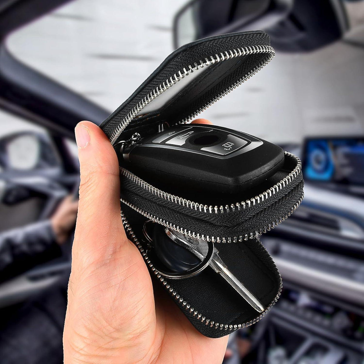Echtes Leder Schlüsseltasche für Autoschlüssel – Universal Etui