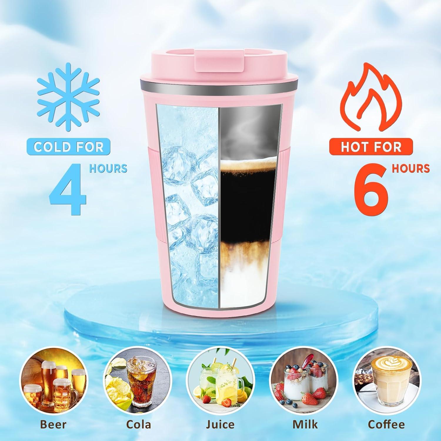 KETIEE Kaffeebecher to go 380ml Rosa Thermo Reisebecher