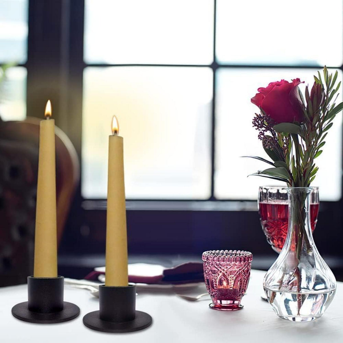 8er Set Schwarze Kerzenständer für Wohn- und Esszimmer