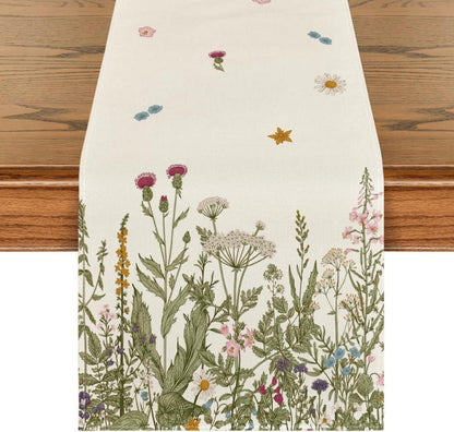 Antike Kräuter Wilde Blumen Herbst Tischläufer 40x240 cm Beige