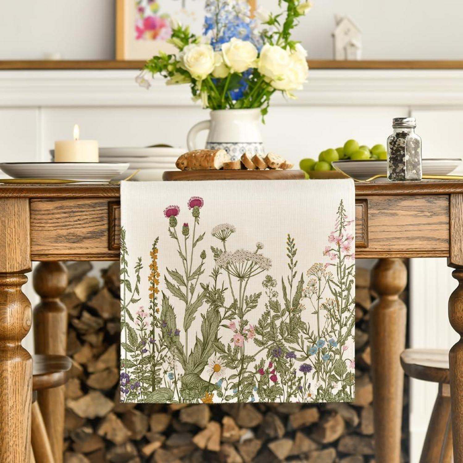 Artoid Mode Antike Kräuter Wilde Blumen Herbst Tischläufer