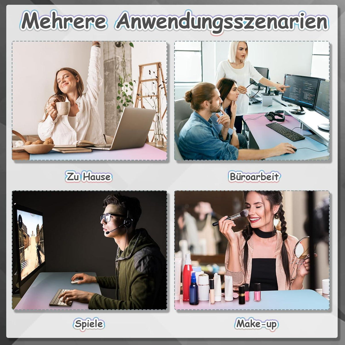 Schreibtischunterlage Mädchen Leder Büropad Rosa rutschfest 80x40cm