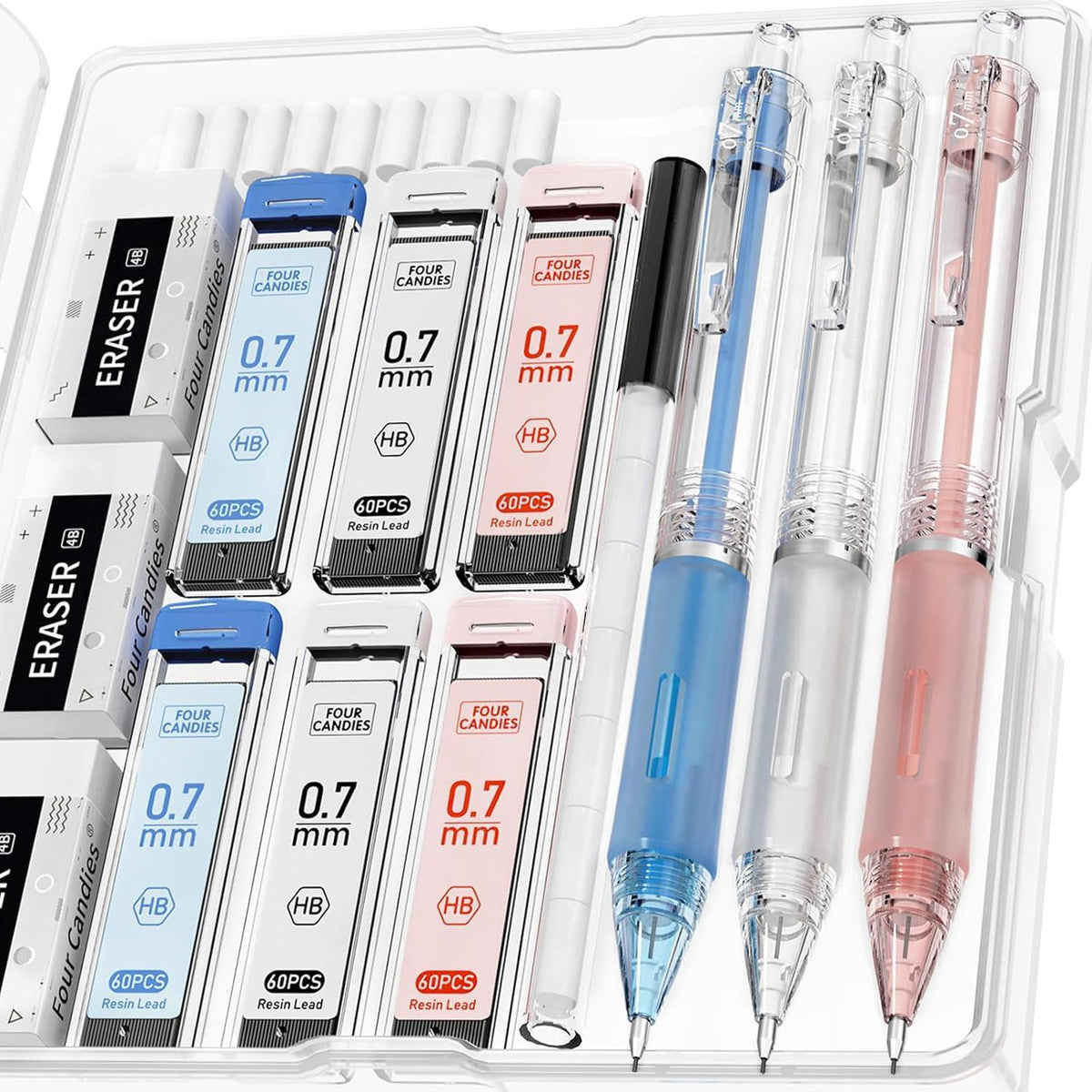 Druckbleistift-Set 0,7mm 3 Stück 360 Harz-Minen & Zubehör