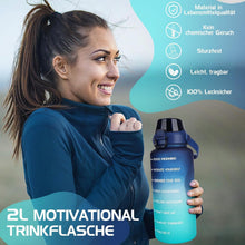 2l Trinkflasche mit strohhalm, Zeitmarkierung