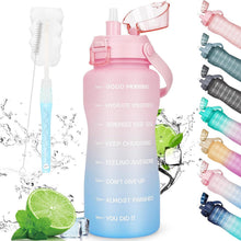 2l Trinkflasche mit Strohhalm und Zeitmarkierung