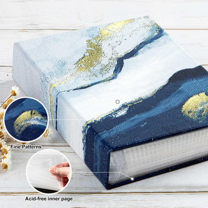 Fotobuch 10x15cm 2x50 Marine Leder Hardcover Einsteckalbum