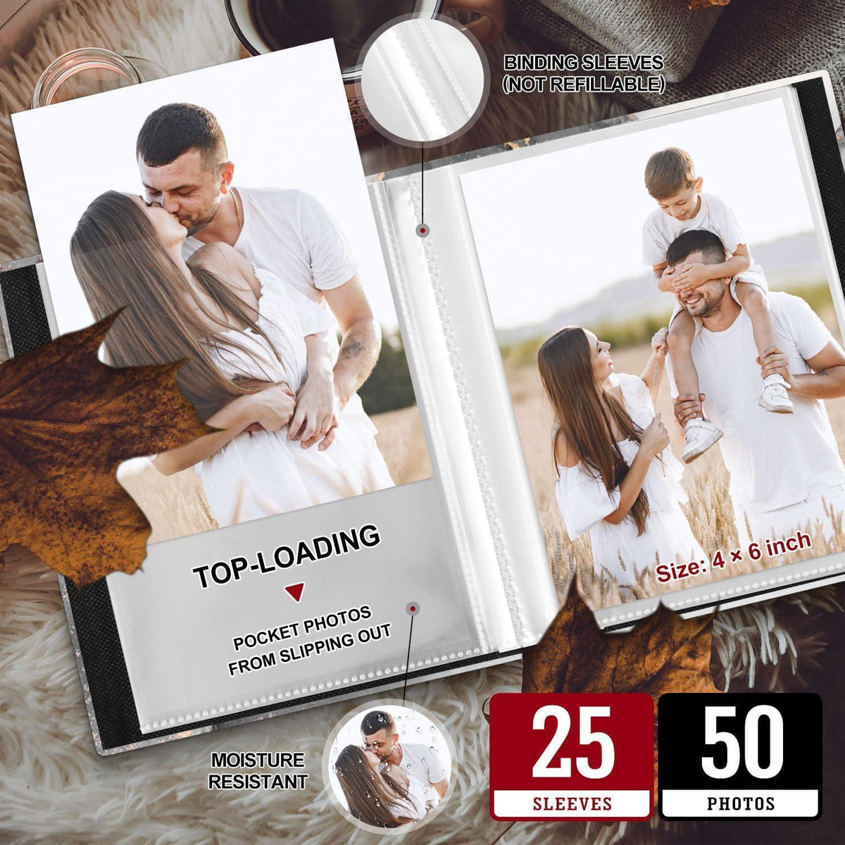 Fotoalbum Hardcover 10x15 cm 2er Set Azurblau in Lederoptik