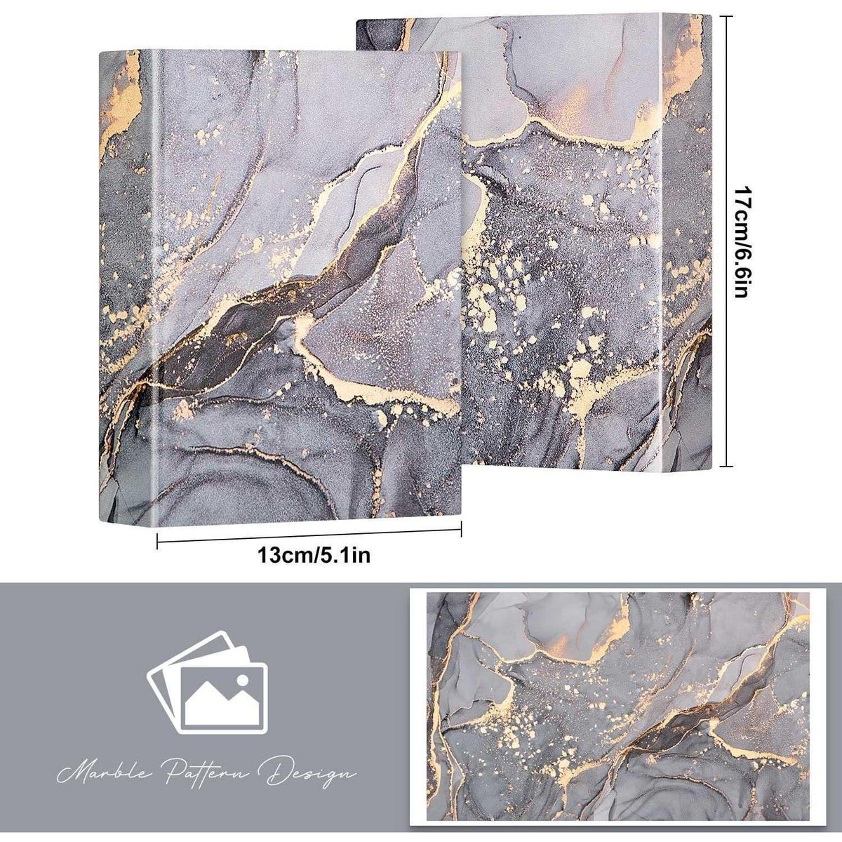 Fotoalbum 10x15 cm 2er-Pack Hardcover Grau Gold in Lederoptik