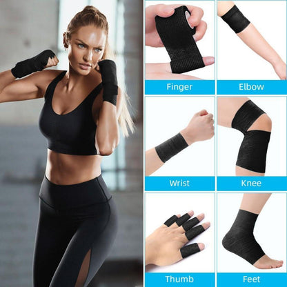 Selbsthaftende elastische Verbandrolle Schwarz 8er Pack 4.5m