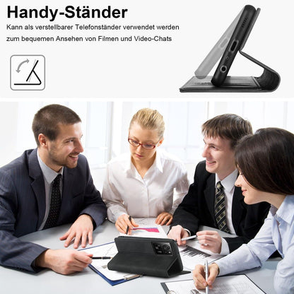 Handyhülle Xiaomi 13T Pro Leder Wallet Schutzhülle mit Ständer Schwarz