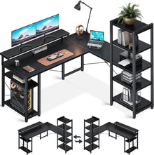 Eckschreibtisch mit Regal für Büro Schwarz 155×140cm