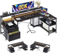 Schreibtisch mit Schubladen LED Reversibel Eckschreibtisch 172.5×100