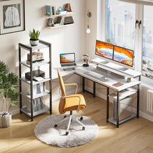 Eckschreibtisch L-Form mit Regal und Monitorständer