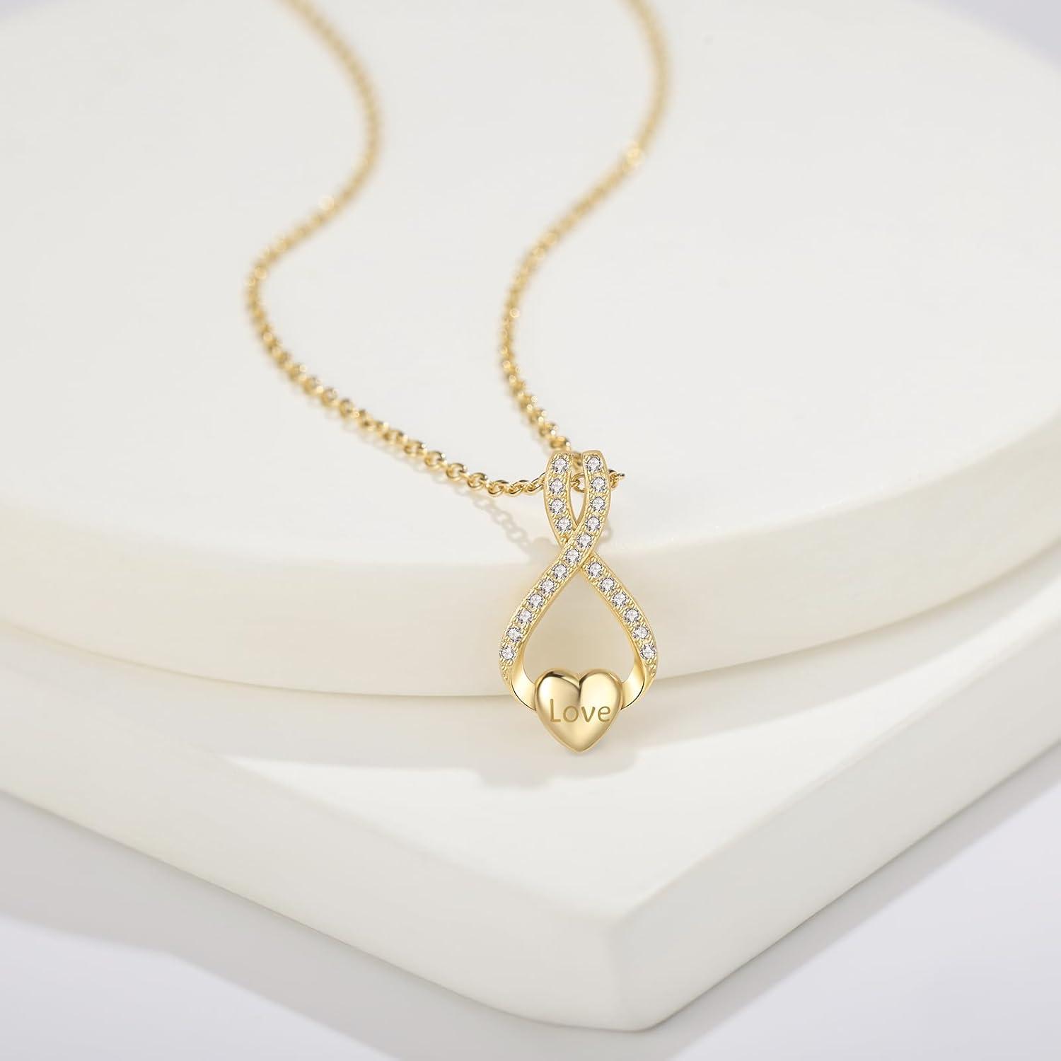 GW Kette Damen Silber Herzanhänger Zirkonia Halskette 925 Geschenke Frauen Mama Freundin