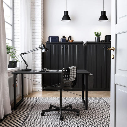 ODK Schreibtisch Schwarz 138x50x73.5cm Computer Bürotisch Arbeitszimmer Holz