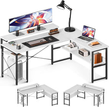 Eckschreibtisch mit Monitorständer und Regal Weiß 155x122 cm