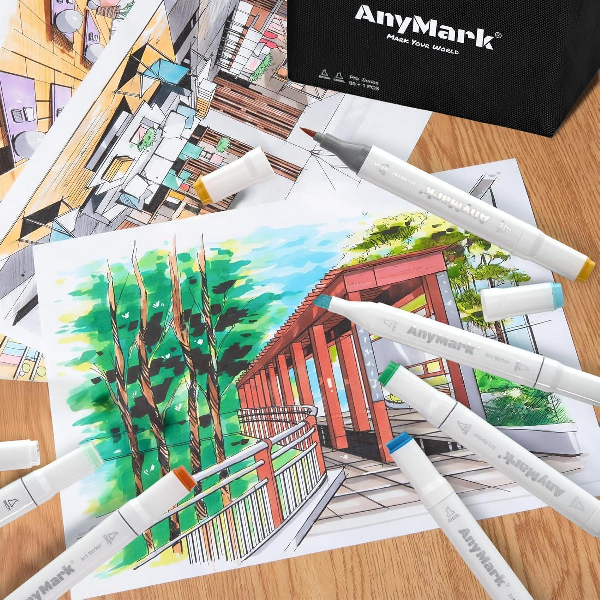Alkohol Marker Pinselspitze 100 Farben + Blender Set