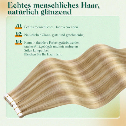 Echthaar Tape Extensions Blond – 50g, 50cm, #27/613